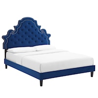 Tufted Performance Velvet Queen Platform Bed