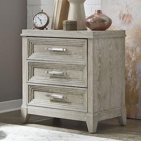 Contemporary 3-Drawer Nightstand with Inset Top