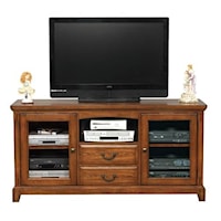 Traditional 64" Media Base with Glass Doors and Adjustable Shelves