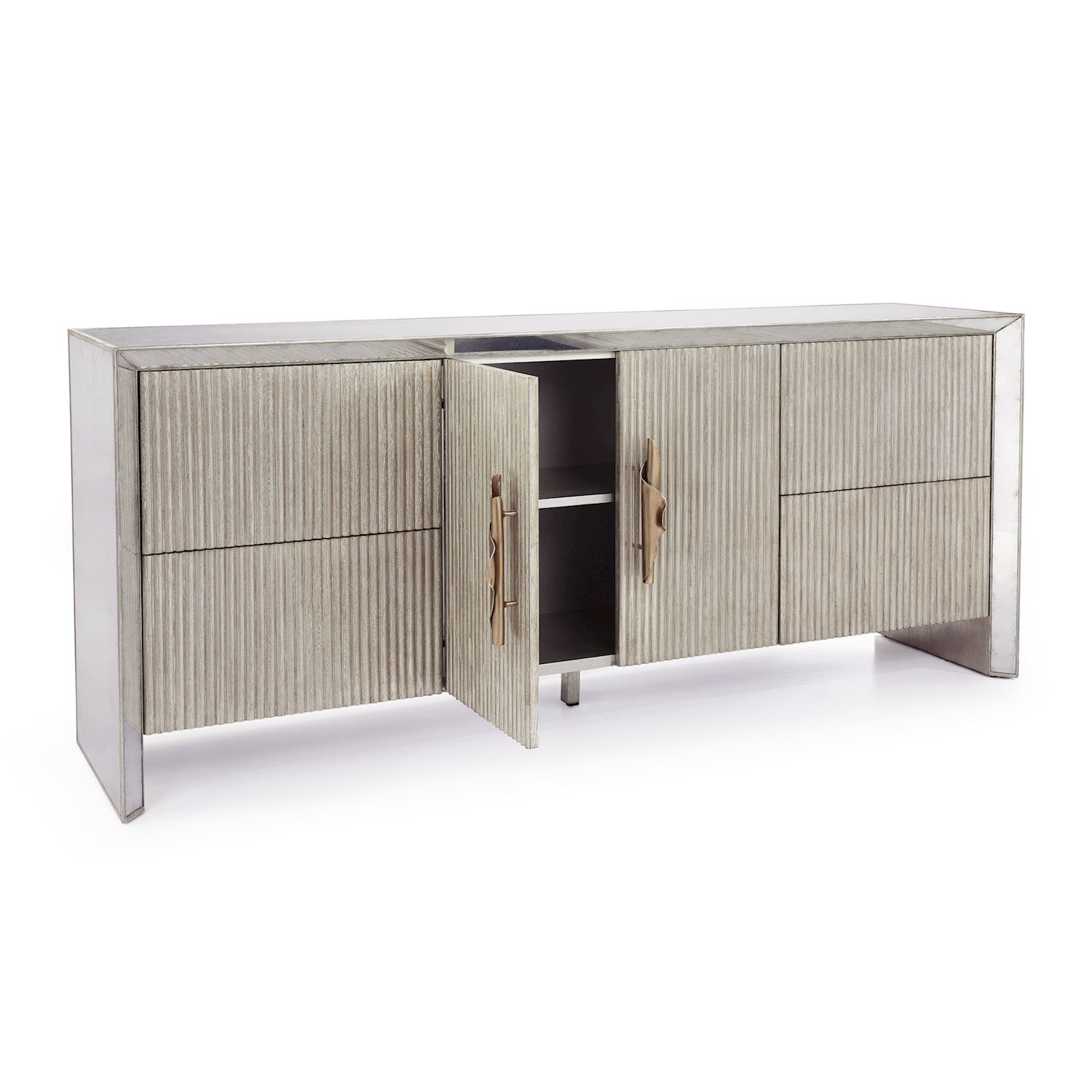 Mirrored 2-Door Sideboard w/Push Drawers