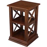 Farmhouse Square Accent Table with X Design and Shelves