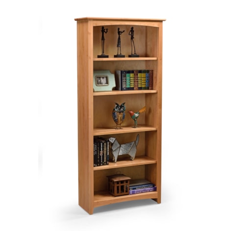 Solid Wood Alder Bookcase with 4 Open Shelves