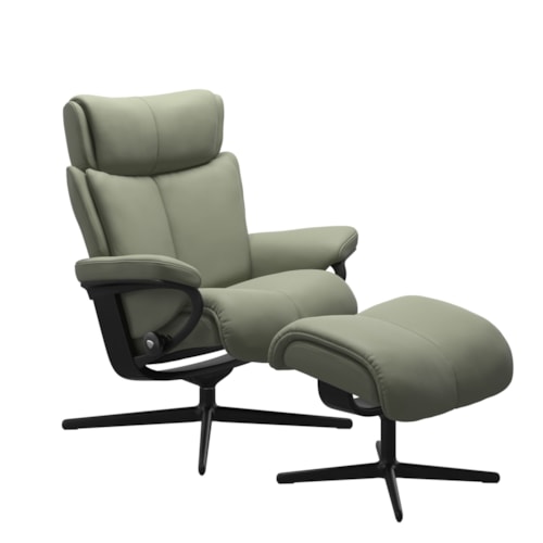 Medium Reclining Chair and Ottoman with Cross Base