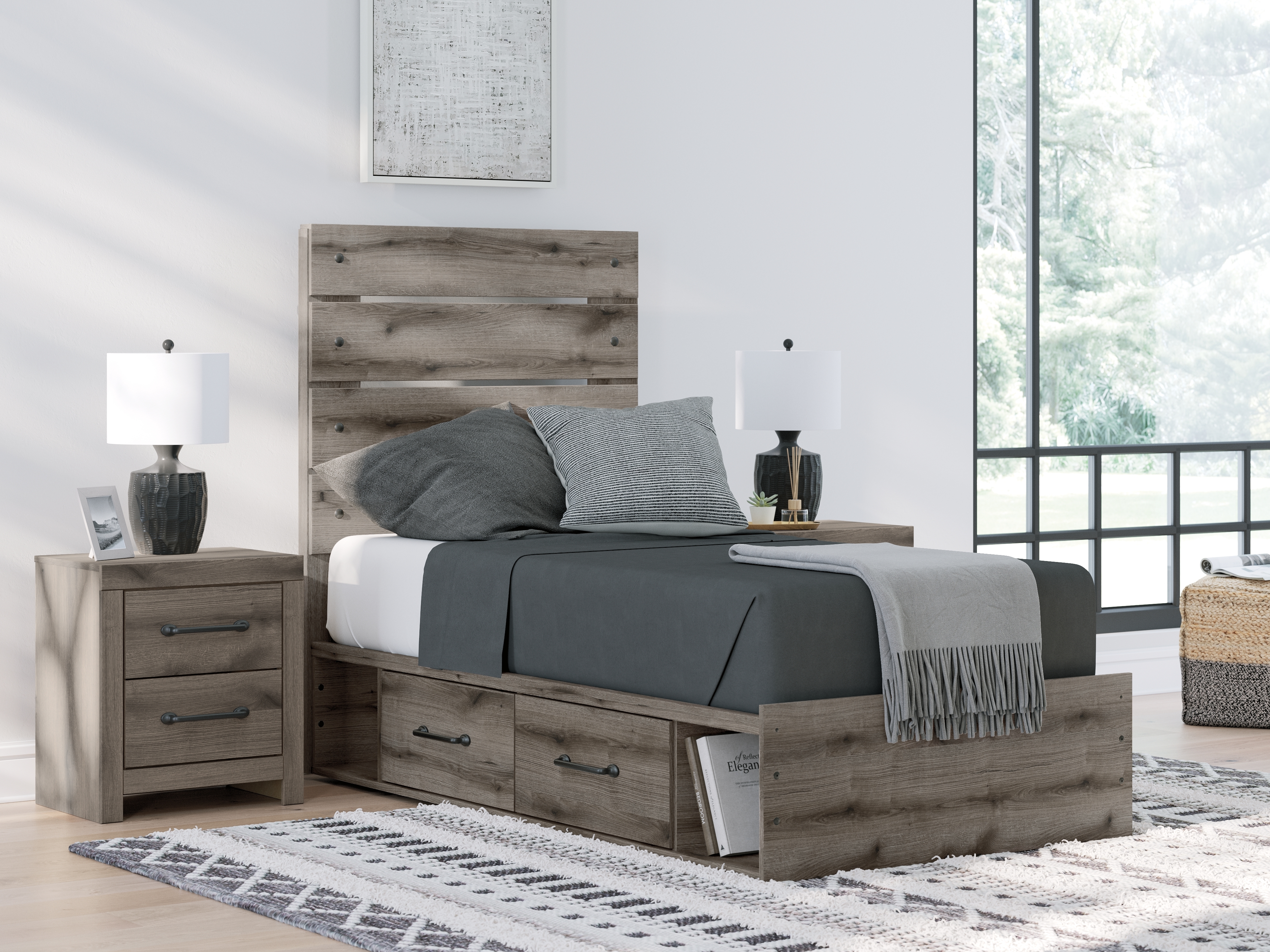 Ashley Signature Design Graystorm Twin Panel Storage Bed