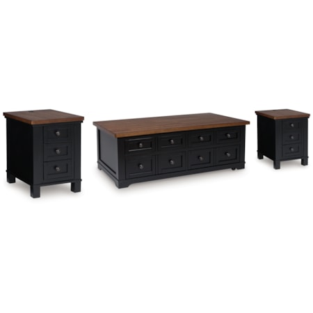 Lift-Top Coffee Table And 2 End Tables