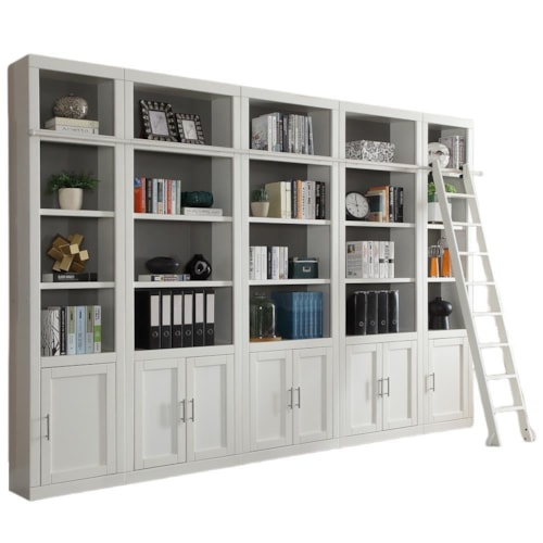 Cottage 6-Piece Library Wall with Ladder