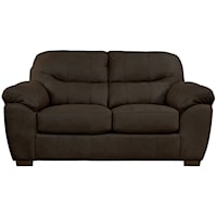 Casual Loveseat with Pillow Arms and Exposed Wood Legs