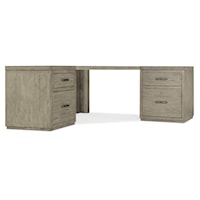 Casual Corner Office Storage Desk with 2 File Cabinets
