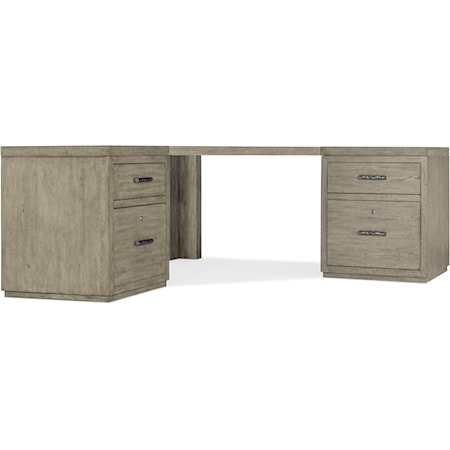 Casual Corner Office Storage Desk with 2 File Cabinets