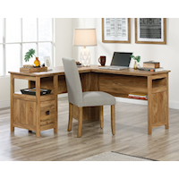 Farmhouse L-Shaped Desk with Open Shelf Storage & File Drawer