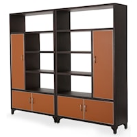 2-Piece Contemporary 8-Shelf Bookshelf with Soft Close Doors