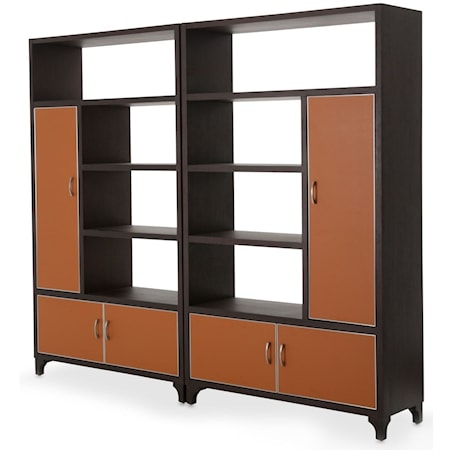 2-Piece Contemporary 8-Shelf Bookshelf with Soft Close Doors