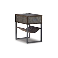 Industrial End Table with Hanging Basket