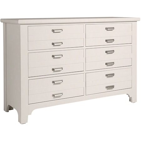 Transitional 6 Drawer Double Dresser