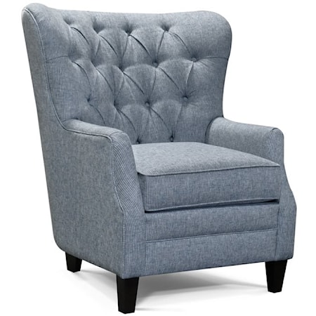 Transitional Button Tufted Wing Back Chair