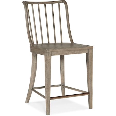 Casual Counter Height Dining Chair with Spindle Back and Metal Footrest