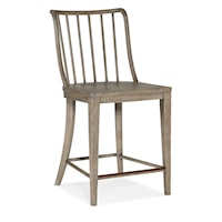 Casual Counter Height Dining Chair with Spindle Back and Metal Footrest