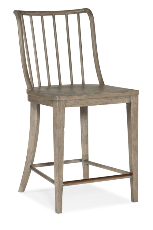 Casual Counter Height Dining Chair with Spindle Back and Metal Footrest