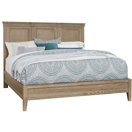 Transitional Queen Low-Profile Bed with Panel Headboard