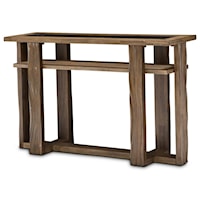 Coastal Console Table with Beveled Glass Top