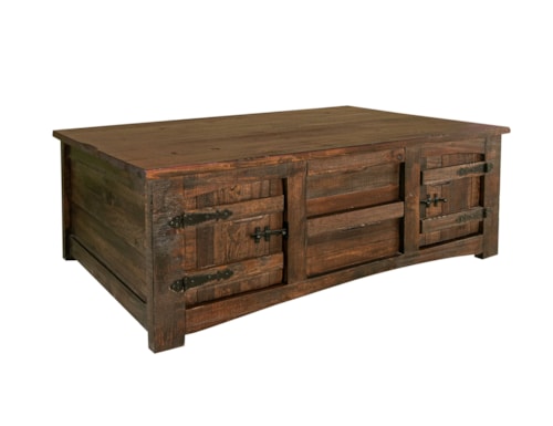 Rustic 4-Door Cocktail Table with 4 Drawers