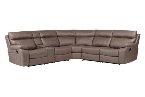 Stokes Toffee 6 Piece Modular Manual Reclining Sectional And Entertainment Console