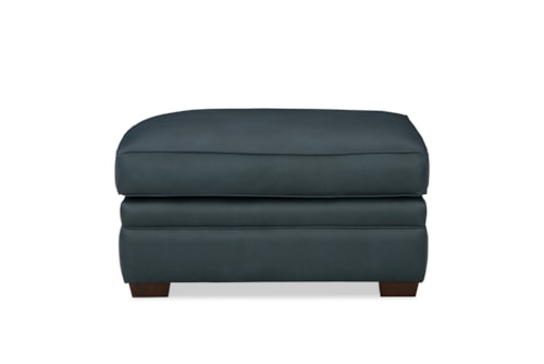 Customizable Ottoman with Block Wood Feet