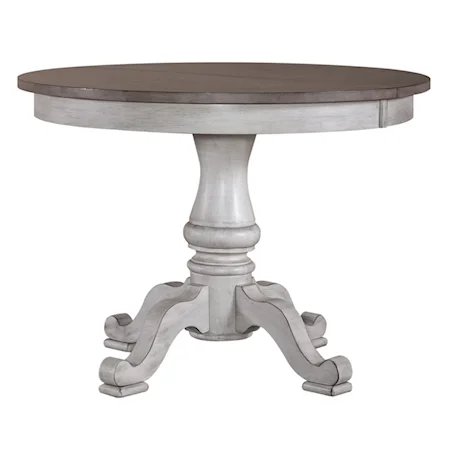 Farmhouse Round Pedestal Table with Leaf Inserts