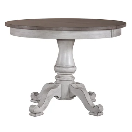 Modern Farmhouse Pedestal Table with 12" Leaf