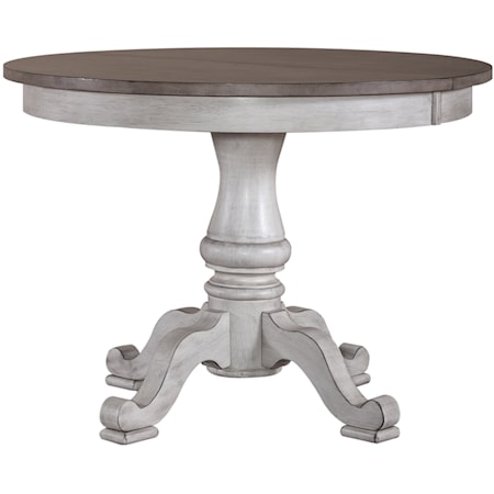 Farmhouse Round Pedestal Table with Leaf Inserts