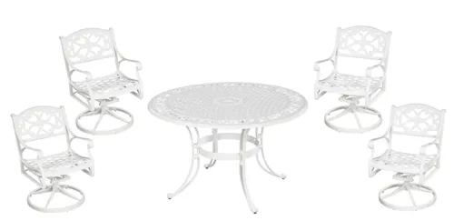 Traditional 5 Piece Outdoor Dining Set with Cast Aluminum Frame