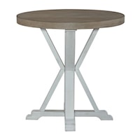 Farmhouse Round Pedestal End Table with "X" Base