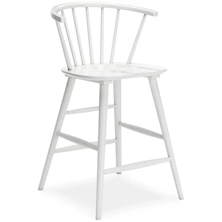 White Solid Wood Spindle Back Counter Height Stool