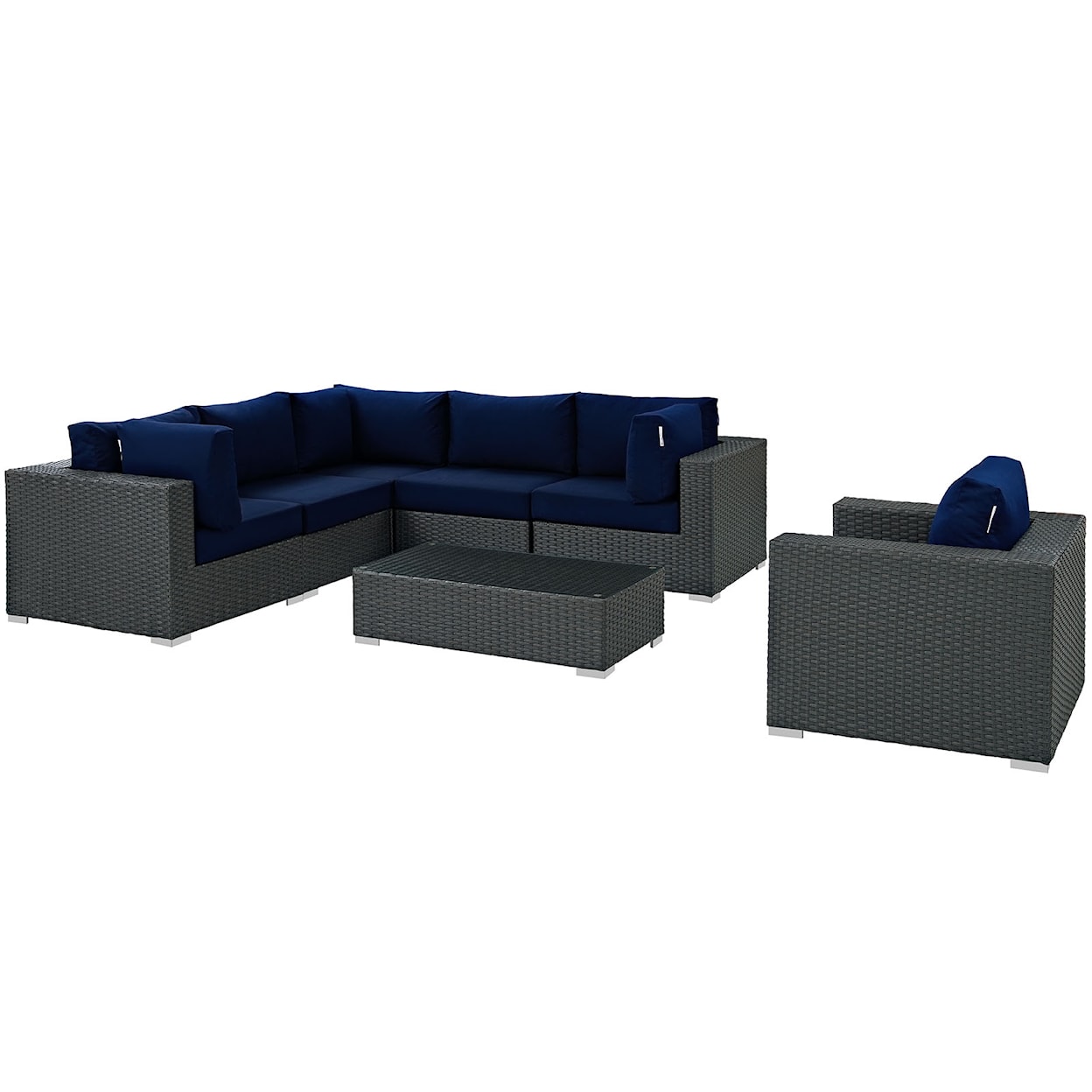 Modway Sojourn Outdoor 7 Piece Sectional Set