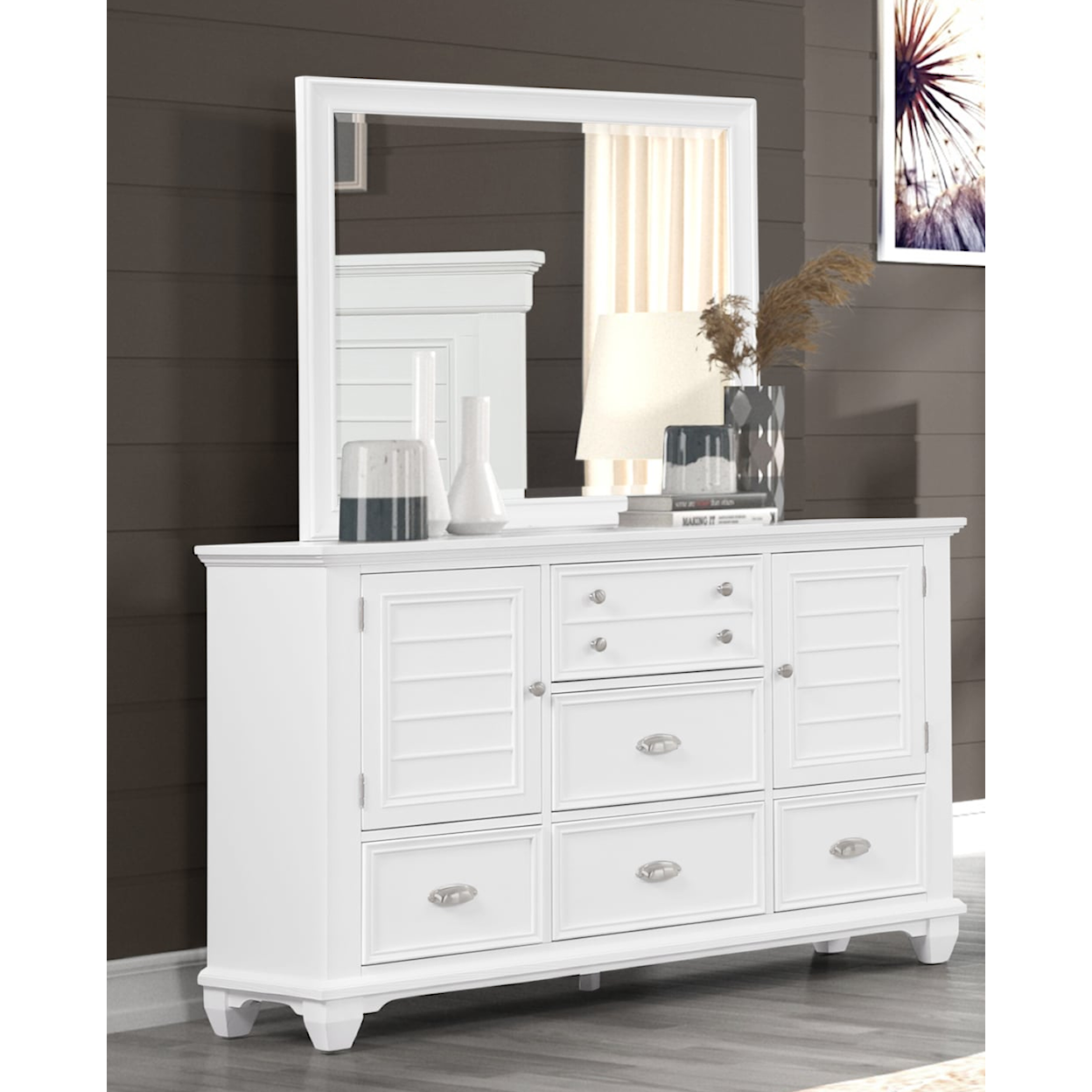 New Classic Jamestown Dresser with Attached Mirror