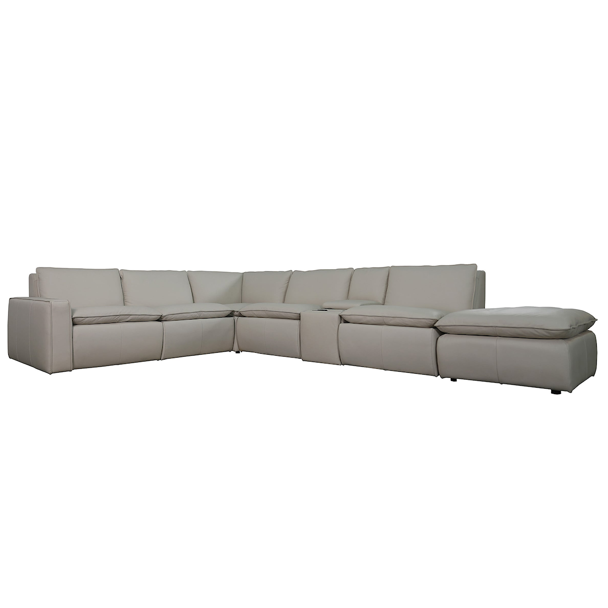 Futura Leather 10799 L-Shaped Sectional with Ottoman