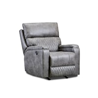Contemporary Diamond-Tufted Recliner with Padded Track Arms