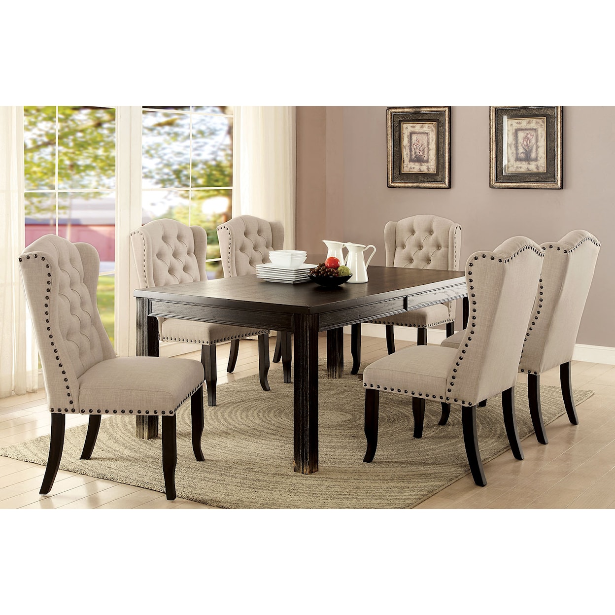 Furniture of America Sania III 7-Piece Table and Chair Set