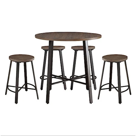 Chevre 5-Piece Industrial Counter Height Dining Set