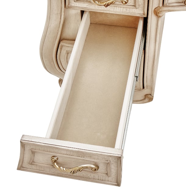 Michael Amini Platine de Royale 7-Drawer Vanity Desk and Mirror