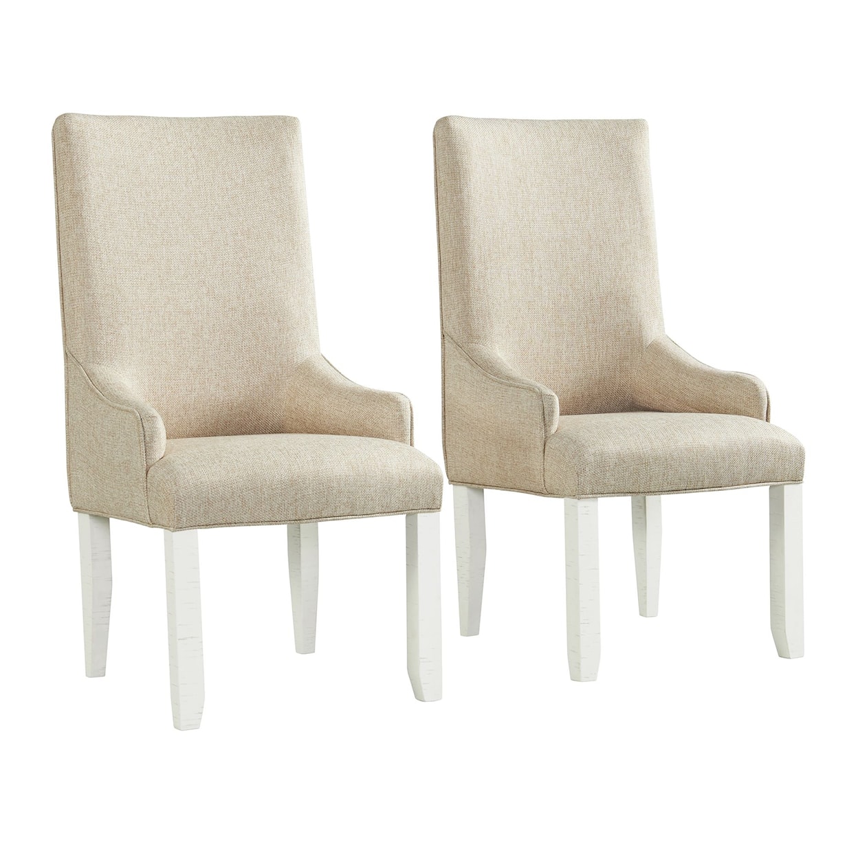 Elements International Stone Upholstered Dining Arm Chair Set