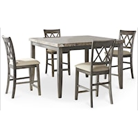 Casual 5-Piece Square Stone Top DIning Set