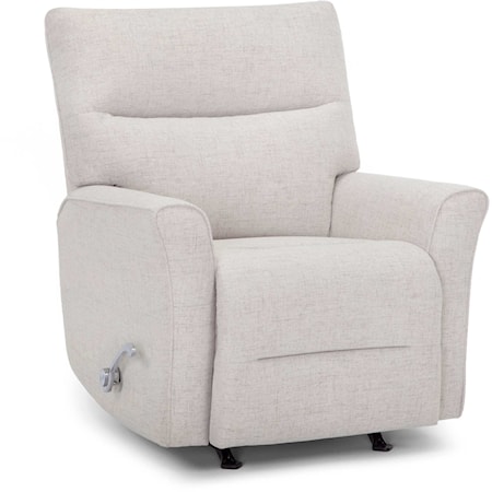 Contemporary Manual Rocker Recliner with Flare Tapered Arms