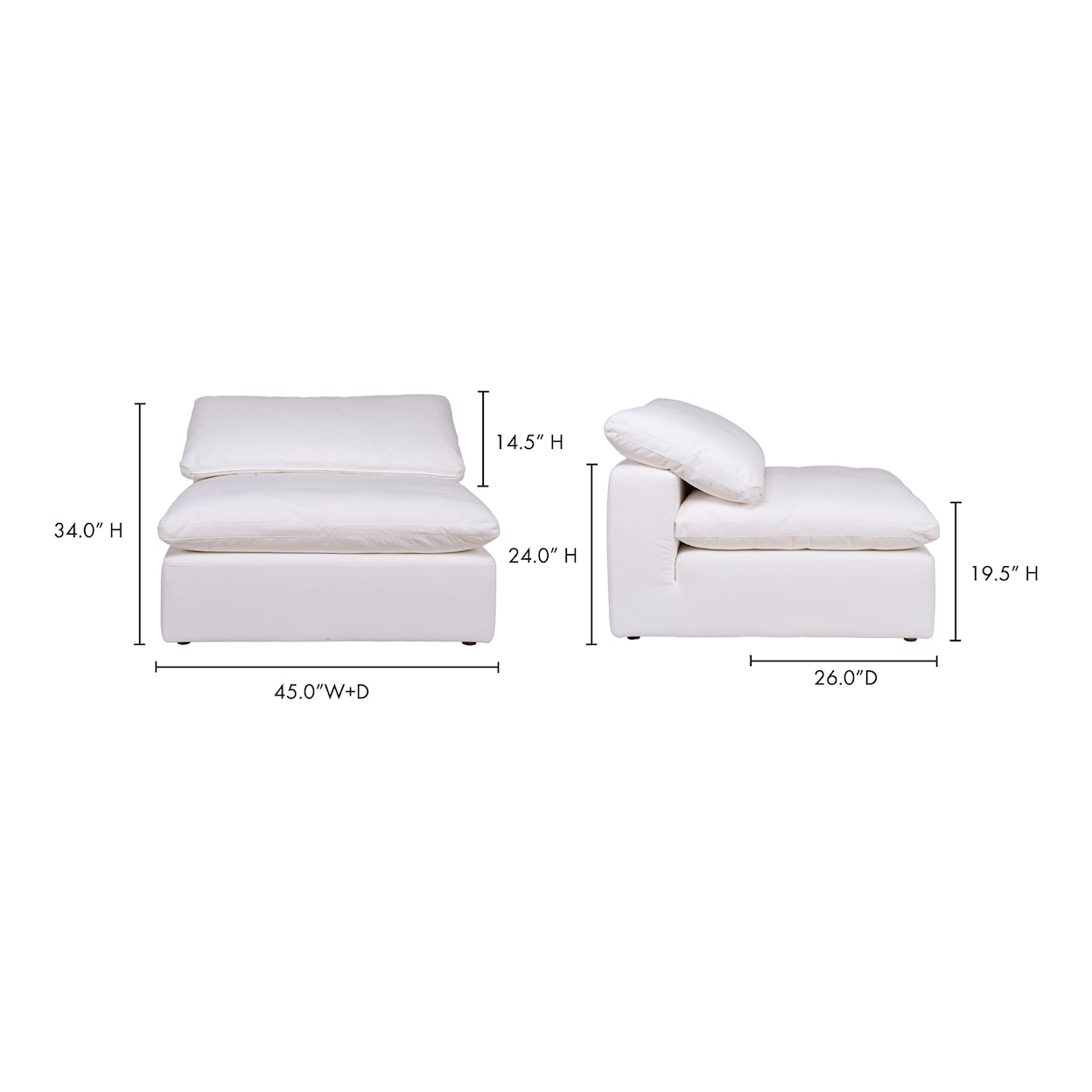 Moe's Home Collection Clay Clay Slipper Chair Livesmart Fabric White