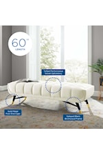 Modway Adept Adept Contemporary 47.5" Performance Velvet Bench - Ivory