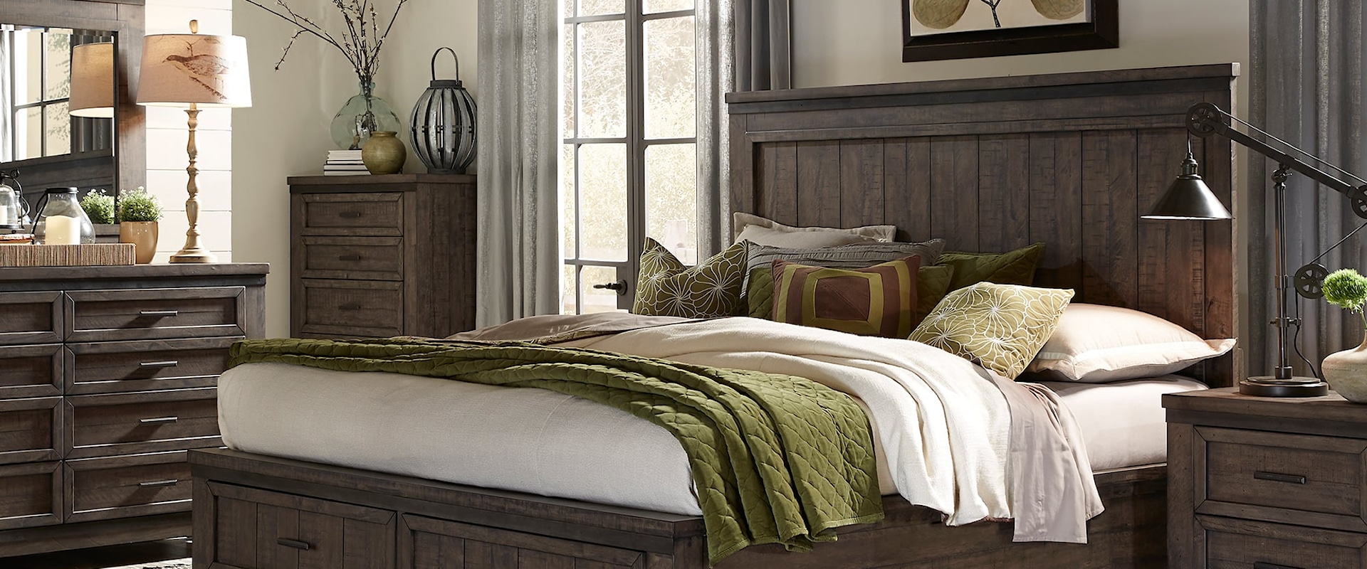 Transitional 3-Piece Queen Storage Bed Set