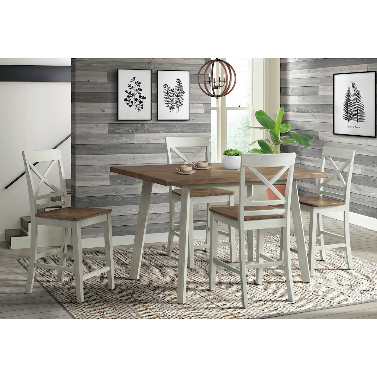 Elements International El Paso 5-Piece Counter Height Table and Chair Set