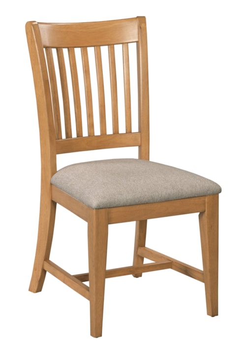 Traditional Slat Back Dining Chair with Upholstered Seat