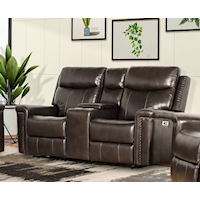 Transitional Dual Reclining Leather Loveseat with Cup Holders