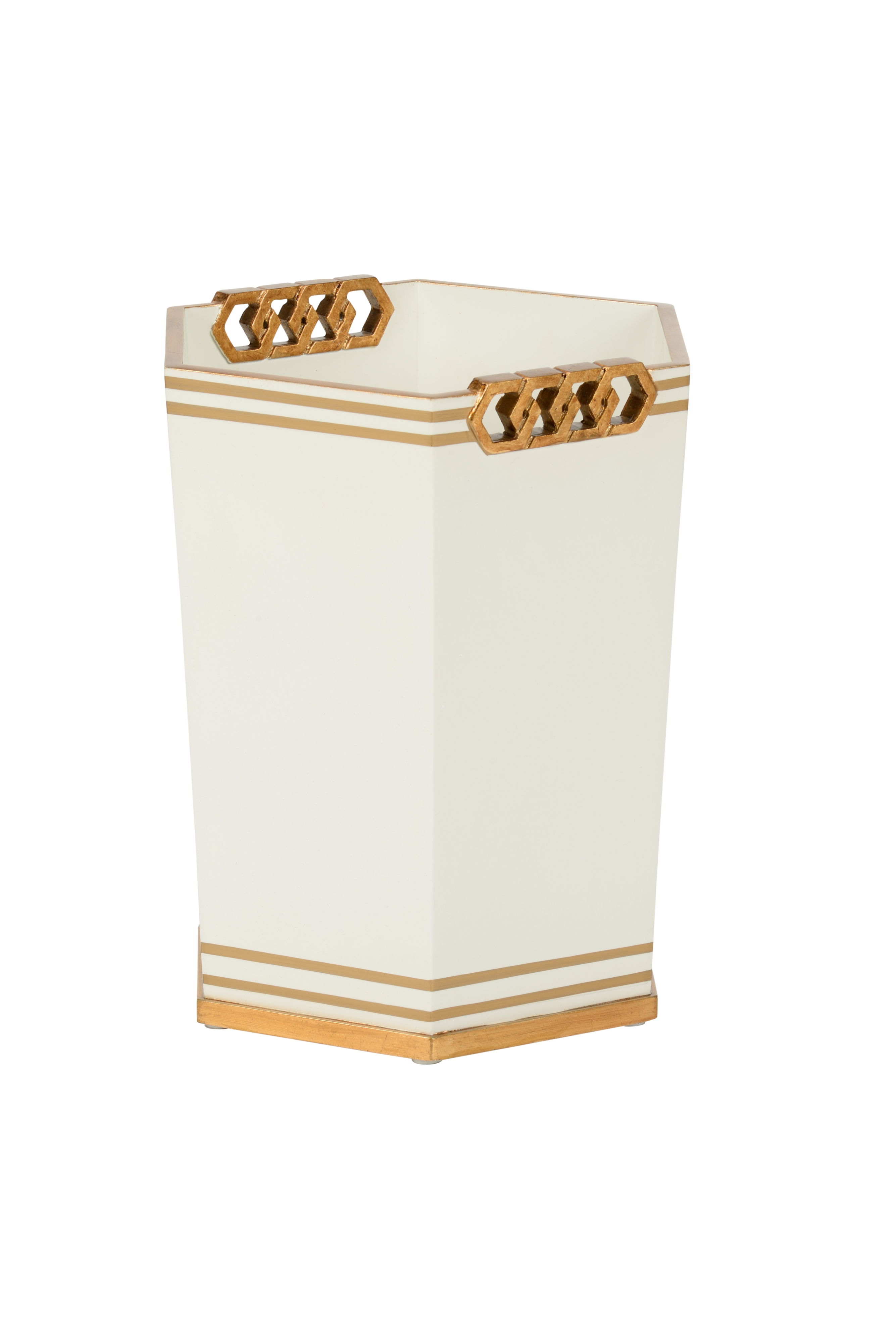 Chelsea House Shayla Copas Oliver Wastebasket - White/Gold
